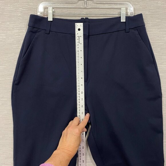 Talbots Dress Pants Womens 16 34x30 Navy Blue Nylon Tapered Trousers Office - Picture 12 of 15